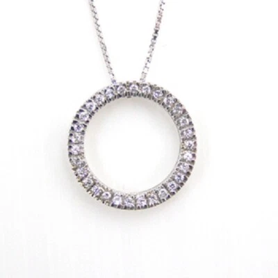 Круг жизни белый или желтый 14k золото бриллиант круг ожерелье на золотой цепочке - Изображение 1 из 4