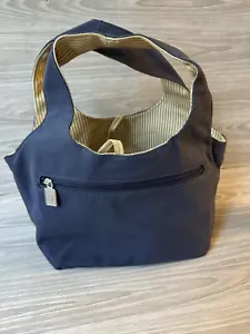 Navy Blue Cotton Brand Canvas Tote Bag Purse Craft Bag Strong Great Condition - Picture 1 of 8