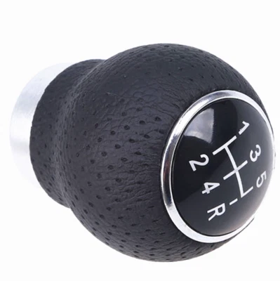 Car SUV Gear Shift Knob 5 Speed Aluminum Manual Shifter Lever Leather Protector - Image 1 of 4