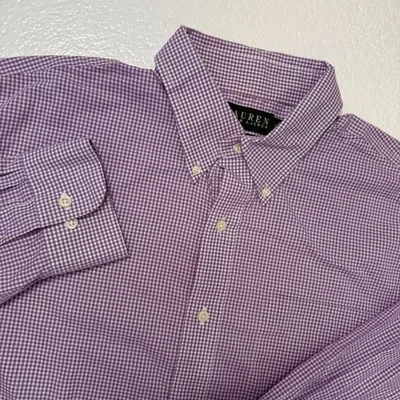 Lauren Ralph Lauren 男式经典版型非铁 XL 17 32/33 紫色格子 Extra L — 第 1/4 张图片
