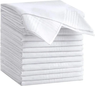 12 Pack Handkerchiefs for men, 100% Soft Cotton 16x16 Inch Men's Handkerchiefs - Image 1 of 4