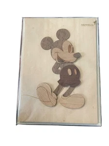 1 Papyruskarten hochwertig Disney HOLZ Mickey Mouse Geburtstagskarten Neu - Bild 1 von 2