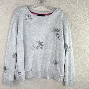 Jane + Delancey Sweatshirt Womens Large Cherub Angel Print Pullover Crewneck - Picture 1 of 10