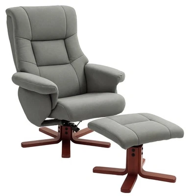 HOMCOM Recliner Chair with Footstool, Backrest Adjustable, Armchair, Grey - Image 1 of 4