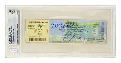 Conor McGregor Signed 2014 UFC Fight vs Dustin Poirier Inscribed Ticket – BGS 6 - Image 1 of 2