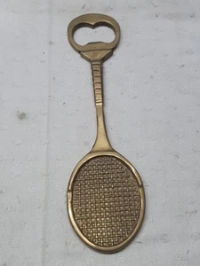 Vintage Brass Tennis Racket Bottle Oppener 19.5cm Long (B48) - Picture 1 of 2
