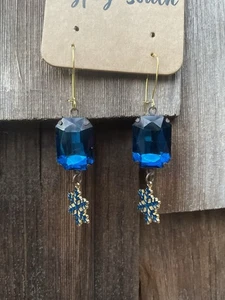 Gypsy South große blaue Strass und Schneeflocke Ohrringe - Bild 1 von 2