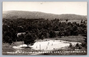 Tennis Mills Adirondack Camp Chestertown NY RPPC Adirondack Mountains N5 - Bild 1 von 3