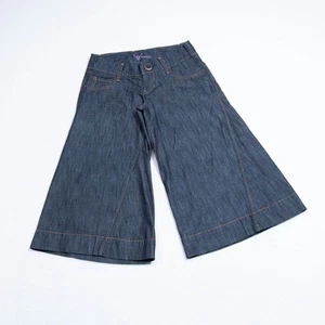 Bebe Jeans Womens 24 - 27x19.5 Twisted Wide Leg Gaucho Dark Blue Wash Denim NWT - Picture 1 of 10