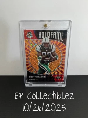 2021 Panini Mosaic Curtis Martin Holofame Orange fluorescent Prizm #19 Jets /25 - Image 1 of 2