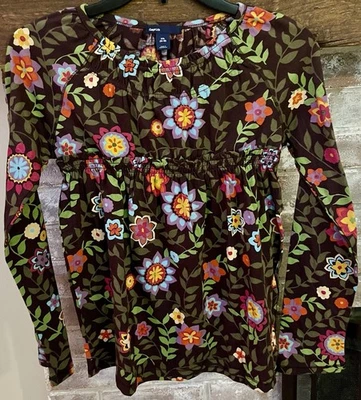 NUEVO SIN ETIQUETAS NIÑAS GAP Babydoll Top TALLA XXL 14-16 MARRÓN Floral MANGA LARGA Nuevo Bella Foto 1 de 2