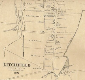 Litchfield Northfield Bantam Milton CT 1874 Maps with Homeowners Names Shown