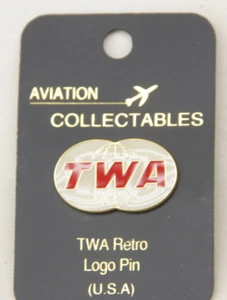 TWA Retro Logo Trans World USA Lapel Pin by Aviation Collectables NEW Old Stock - Picture 1 of 2