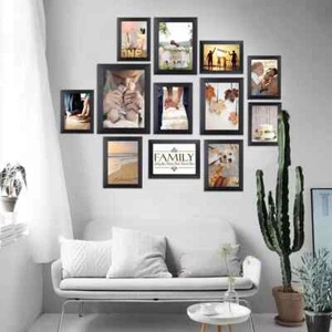 Homemaxs Photo Frames 12 Pc Set Assorted Sizes, Black - Picture 1 of 4