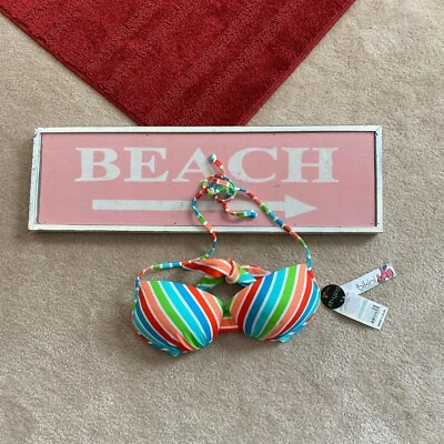 The Bikini Lab Bikini Top Womens L Underwire Push-Up Striped Swim Beach JU - Image 1 of 4