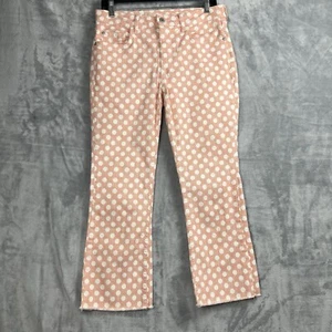 Anthropologies Pants Women 28 High Rise Striped Polka Dot Raw Hem - Picture 1 of 13