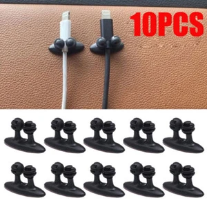 Car Wire Cable Holder Tie Clips Organizer Charger Line Clasp Black Accessories - Picture 1 of 17