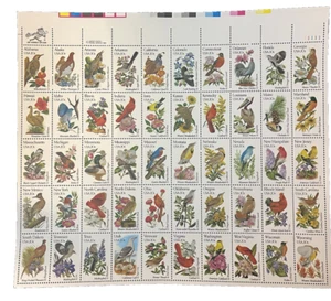 Kompletter Bogen mit 50 USPS 20 Cent Briefmarken STAATLICHE VÖGEL und BLUMEN 1981 POSTFRISCH - Bild 1 von 2