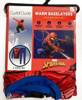 Nuevo con etiquetas Cuddl Duds Marvel Spiderman Niño Grande 12-14 Cálido Capa Base Top + Pantalones 2 piezas Foto 1 de 2