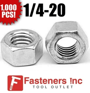 (Qty 1000) 1/4-20 Low Carbon Grade 2 Finished Hex Nuts Zinc Plated - Picture 1 of 2