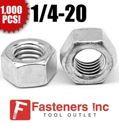 REDDING FASTENERS (Qty 1000) 1/4-20 Low Carbon Grade 2 Finished Hex Nuts Zinc Plated