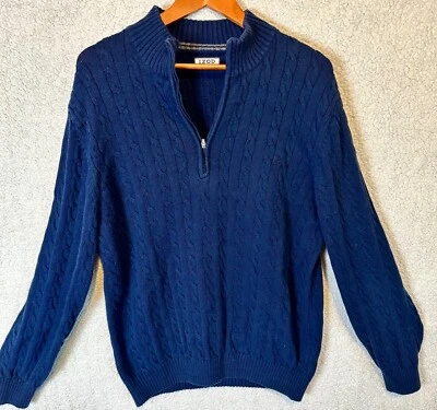 Suéter Izod Para Hombre Azul Oscuro 1/4 Cremallera Manga Larga Pullover Chaqueta 100% Algodón XL Foto 1 de 4