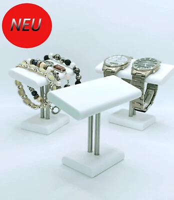 Uhrenständer Corian Weiß Handarbeit Schmuckständer Edelstahl modern Keramik - Bild 1 von 4