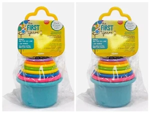 2 The First Years Baby Stack & Count Cups 8-pack Bathtub Toys Developmental Play - Picture 1 of 1