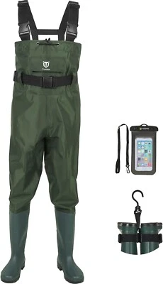 TIDEWE Bootfoot Chest Wader, 2-Ply Nylon/PVC Waterproof Fishing Hunting Waders - Image 1 of 4