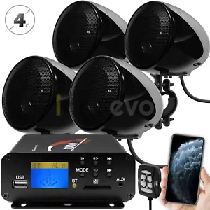 1000W Amp Bluetooth Waterproof ATV UTV RZR Polaris Stereo Speakers Audio System