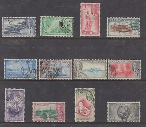 BARBADOS: 1950 KGVI definitives set of 12 SG 271/82 £75, fine postally used. - Imagen 1 de 1