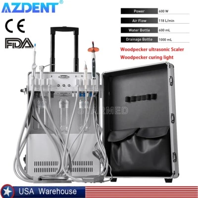 Unidad de entrega dental portátil compresor de aire jeringa de succión carro de tratamiento 4H Foto 1 de 4