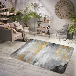 3D Goldenes Grau H9164 Mat Elegant Foto Teppich Wolldecke Erin - Picture 1 of 5
