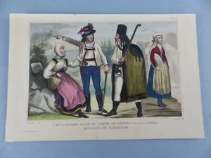 GRAVURE ancienne vers 1850 costumes HONGRIE slave du comita de Neutra ,180 - Imagen 1 de 1