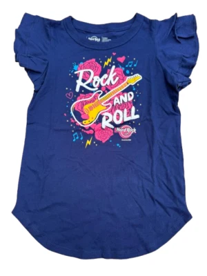 Hard Rock Cafe Glasgow Mädchen T-Shirt XS S M L XL Neu mit Etikett Neu Navy Gitarre Rosen