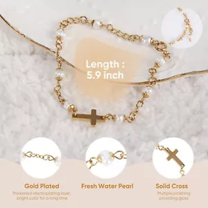 Baby Baptism Bracelet Cross w Pearl & Poem Gifts for Girl Baby for Infant NEW - Picture 1 of 4