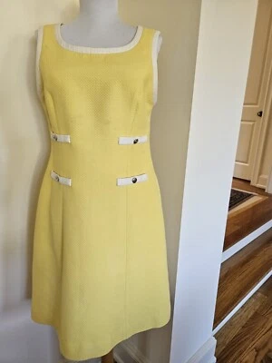 Exquisito Vestido Escada Amarillo y Marfil Alta Gama Algodón Seda Forrado Talla: 40 Excellen Foto 1 de 4