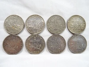 LOT 8 PIECES 2 F ARGENT SEMEUSE OLD COIN SILVER - Bild 1 von 12