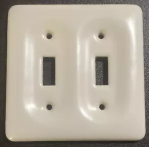 Vintage Porcelain Ceramic Off-White Cream Dual Switch Cover Plate - Picture 1 of 4