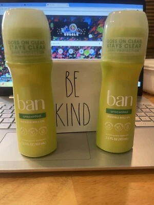 Antitranspirante invisible 24 horas Ban Original sin perfume, desodorante enrollable 2 piezas Foto 1 de 3