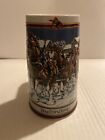 1989 Budweiser Holiday Christmas Beer Stein Mug Horse &amp; Wagon CLYDESDALE for sale