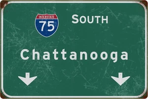 CHATTANOOGA South Interstate 75 Route Straßenschild - Tennessee - Bild 1 von 1