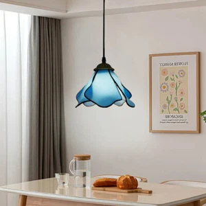 Tiffany Style Flower Stained Glass Pendant Light Plug-In Ceiling Lamp Fixtures - Picture 1 of 8