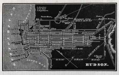 Mapa Gordon 1836 Hudson NY plano de la ciudad embarcación de vapor muelles condado de Columbia Nueva York Foto 1 de 3