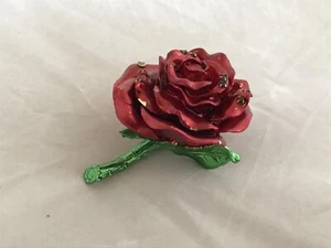 VINTAGE FABERGE RED ROSE SHAPED TRINKET BOX WITH GEMSTONES - Picture 1 of 6