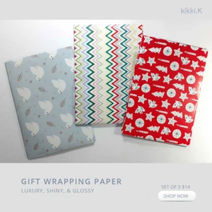 3 Gift Wrapping Paper Christmas Birthday Luxury Red Metallic Colorful ID WRP11 - Bild 1 von 9