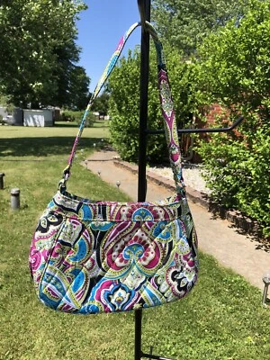 VERA BRADLEY ZOE Silk Paisley Limited Edition Shoulder Bag Tie Strap Teal/Pink - Image 1 of 4