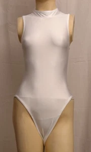 White Spandex Leotard for Women Size 12 Medium - Picture 1 of 3