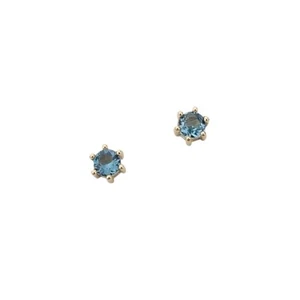 Ohrstecker Farbstein 6-er Krappenfassung Blautopas (London Blue) 333/- Gelbgold - Bild 1 von 1