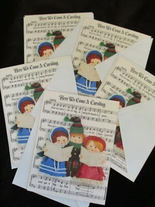 5 Vtg Hallmark HERE WE COME A CAROLING Note Christmas Cards BLANK Unused/Envelop - Imagen 1 de 2